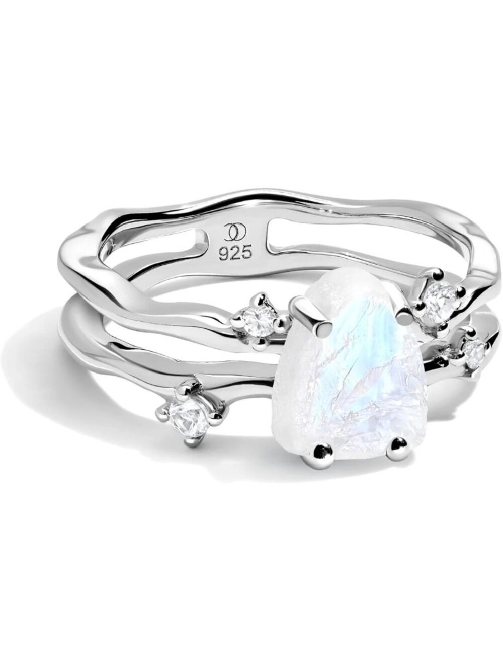 Natural Gemstone Rings: Moonstone, Black Obsidian, Labradorite & Rose Quartz